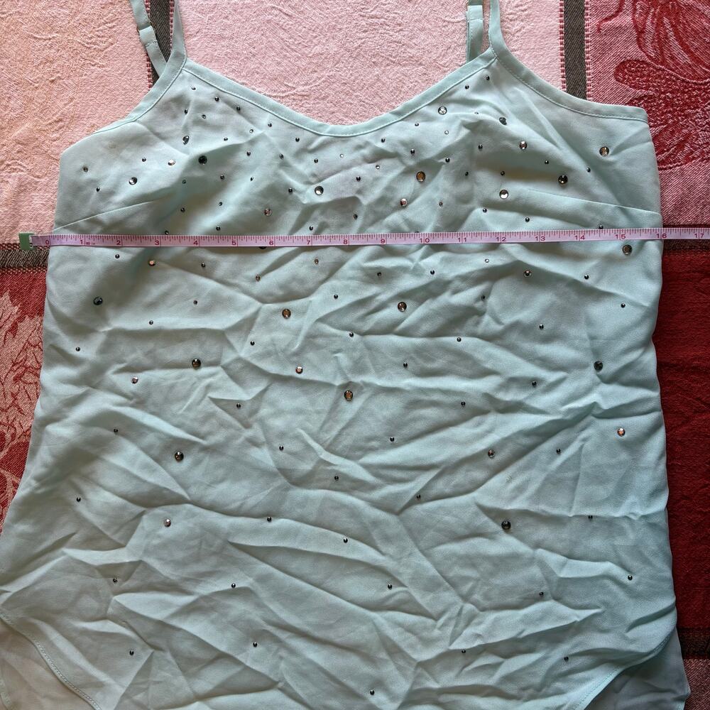 I Heart Ronson Mint Rhinestone Split Back Cami XS - Picture 5 of 7